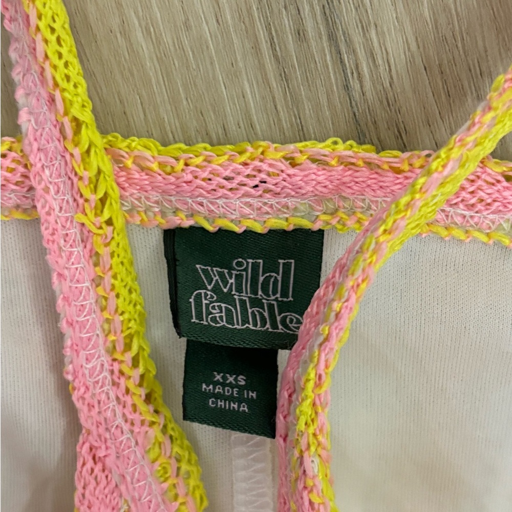 Wild Fable Pink and Yellow Crochet Top